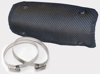 Design Engineering - Design Engineering Onyx Pipe Shield Exhaust Heat Shield 4 x 8" Clamp-On Woven Fiberglass - Black