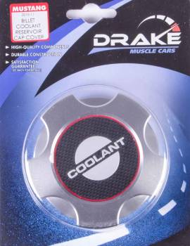 Drake Muscle Cars - Drake Muscle Cars Carbon Fiber Look Insert Radiator Cap Cover Adhesive Backing Aluminum Clear Anodize - Ford Mustang 2005-14