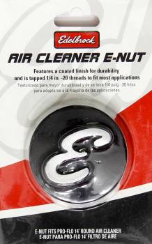 Edelbrock - Edelbrock Air Cleaner Nut 1/4-20" Thread E Logo White Aluminum - Black Anodize