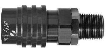 Jiffy-tite - Jiffy-tite 3000 Series Quick Release Hose End Straight 1/4" NPT to Quick Release Socket Valved - FKM Seal - Black Anodize