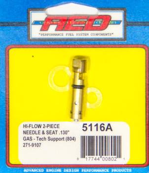 AED Performance - AED Performance High Flow Bottom Feed Needle and Seat Adjustable 0.130 Orifice Viton - Holley/Quick Fuel Carburetors