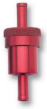 Russell Performance Products - Russell Performance Products Inline Fuel Filter 40 Micron Bronze Element 5/16" Hose Barb Inlet/Outlet Aluminum - Red Anodize