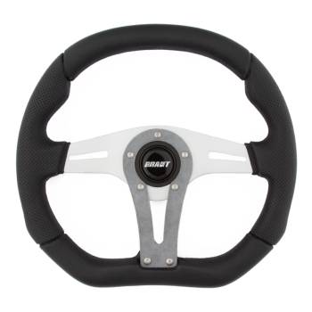Grant Products - Grant Steering Wheels D-Series Steering Wheel 13-3/4 x 11-3/4" Diameter D-Shaped 3-Spoke - Black Suede Grip - Gray Anodize