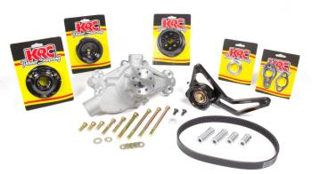 KRC Power Steering - KRC Power Steering Pro-Series Pulley Kit 6 Rib Serpentine Bellhousing Mount Aluminum - Black Powder Coat