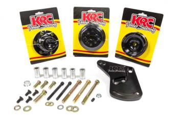 KRC Power Steering - KRC Power Steering 6 Rib Serpentine Pulley Kit Billet Aluminum Black Anodize Small Block Ford - Kit
