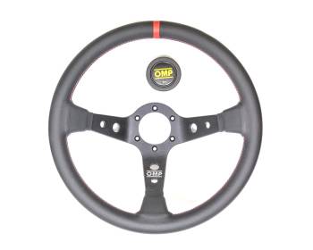 OMP Racing - OMP Racing Corsica Steering Wheel 350 mm Diameter 95 mm Dish 3-Spoke - Leather Grip