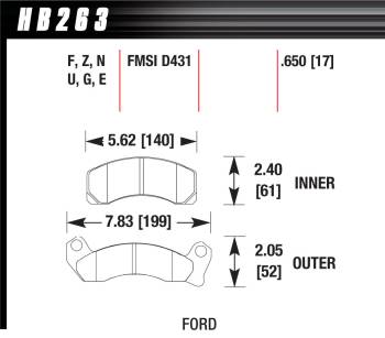 Hawk Performance - Hawk Performance HPS Compound Brake Pads High Torque Front Ford Mustang/ Thunderbird 1987-93 - Set of 4