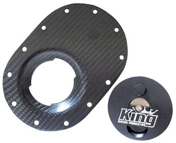 King Racing Products - King Racing Products Positive Lock Cap Fuel Cell Filler Plate Flat Mount 12 Bolt Flange Vent Aluminum - Carbon Fiber Look