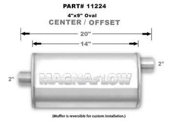 Magnaflow Performance Exhaust - Magnaflow Performance Exhaust 2" Offset Inlet/Center Outlet Muffler 14 x 9 x 4" Oval Body 20" Long Stainless Natural - Universal