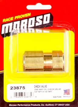 Moroso Performance Products - Moroso One Way Oil Check Valve