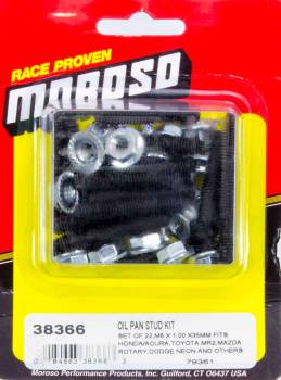Moroso Performance Products - Moroso Honda Oil Pan Stud Kit - 6mm - Fits Honda - Acura - Mazda Rotary - Dodge Neon - Toyota Mr2 and Others; Includes 22 Studs and Nuts - M6 x 1.00 x 35mm
