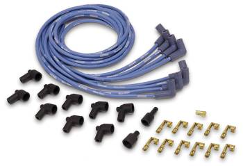 Moroso Performance Products - Moroso Blue Max Solid Core Racing Ignition Wire Set - 8 Cylinder Applications - Plug Terminals/Boots: 90; Dist - Terminals/Boots: HEI & Non-HEI; Wire Color: Blue