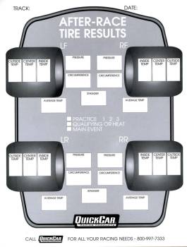 QuickCar Racing Products - QuickCar After Race Tire Results Forms Refill (50 Pack)