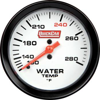 QuickCar Racing Products - QuickCar Extreme Water Temp Gauge w/ Built-In LED Warning Light - 2-5/8"