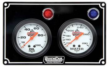 QuickCar Racing Products - QuickCar 2 Gauge Panel Assembly w/ Warning Lights - OP/WT