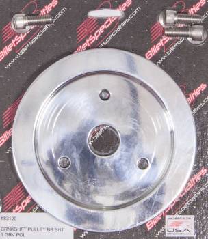 Billet Specialties - Billet Specialties Polished BB Chevy Single Groove Crankshaft Pulley - BB Chevy - Short Water Pump