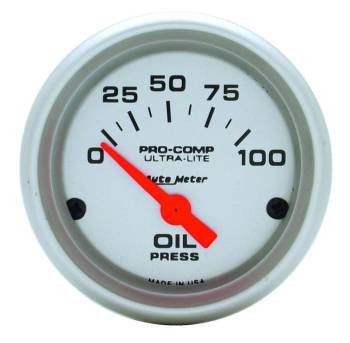 Auto Meter - Auto Meter Mini Ultra-Lite Electric Oil Pressure Gauge - 2-1/16" - 0-100 PSI