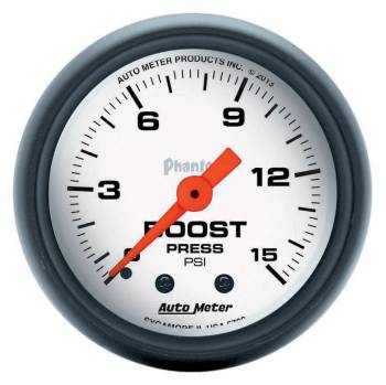 Auto Meter - Auto Meter 2-1/16" Phantom Boost Gauge - 0-15 PSI