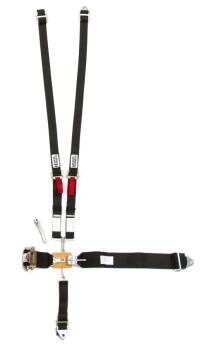 Hooker Harness - Hooker Harness 5-Point Harness System - HANS Compatible - Left Lap Belt Upside Down Ratchet Adjust - Black