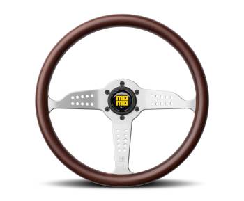 Momo - Momo Grand Prix Steering Wheel - 350mm - Mahogany Wood / Brushed Aluminum Spokes