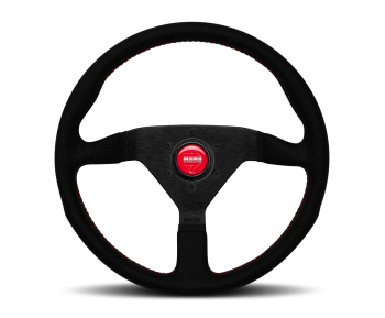 Momo - Momo Montecarlo Alcantara Steering Wheel - 350mm - Black Leather / Red Stitching