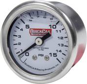 QuickCar Racing Products - QuickCar Mini Fuel Pressure Gauge - 1-1/2" Diameter - Liquid Filled - 0-15 PSI