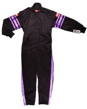 RaceQuip - RaceQuip Pro-1 Single Layer Youth Racing Suit - Black/Purple Trim - Youth Medium