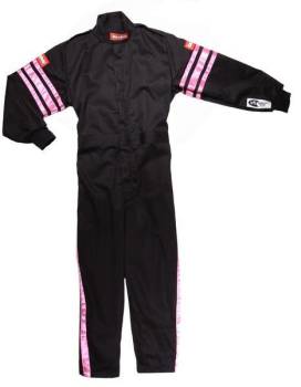 RaceQuip - RaceQuip Pro-1 Single Layer Youth Racing Suit - Black/Pink Trim - Youth Medium