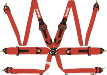 RaceQuip - RaceQuip Camlock 6-Point Harness - HANS Ready - FIA 8853-2016 - Pull-Up Lap Belt - Red
