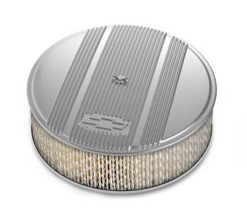 Holley - Holley 14" x 4" Air Cleaner Kit Holley GM Finned "Bowtie" Polished Finish w/paper filter