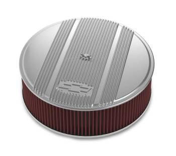 Holley - Holley 14" x 4" Air Cleaner Kit Holley GM Finned "Bowtie" Polished Finish w/Premium Filter