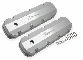 Holley Sniper - Sniper Fabricated aluminum valve covers w/baffle for 1965-2000 Chevy big block 396-454 engines.