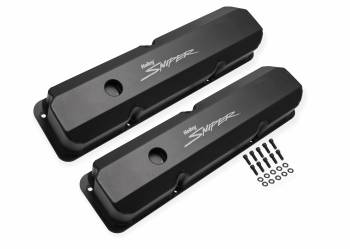 Holley Sniper - Sniper Fabricated Aluminum Valve Cover - Ford FE - Black Finish