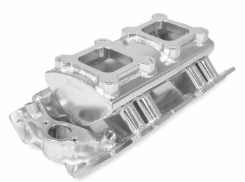 Holley Sniper - Sniper Fabricated Intake Manifold BBC Single Plane 2 x 4150 Silver with Sniper Logo