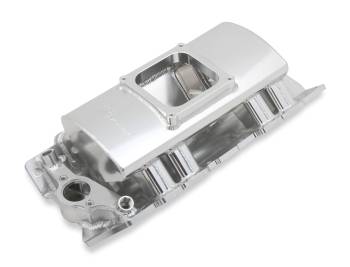 Holley Sniper - Sniper Fabricated Intake Manifold BBC Single Plane 1 x 4500 Silver with Sniper Logo