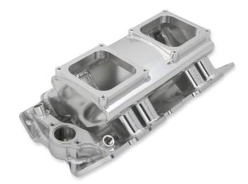 Holley Sniper - Sniper Fabricated Intake Manifold BBC Single Plane 2 x 4500 Silver with Sniper Logo