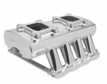 Holley Sniper - Holley Sniper Hi-Ram Fabricated Intake Manifold 2005-09 Ford 4.6L 3v Single Plane Dual Quad Carbureted Silver with Sniper logo