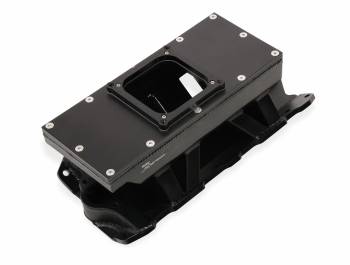 Holley Sniper - Holley Sniper Fabricated Intake Manifold SBC Single Plane Carbureted (4500 style flange changeable plate) Black with Sniper logo