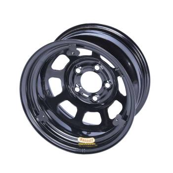 Bassett Racing Wheels - Bassett D-Hole Wheel - 15" x 8" - Black Powder Coat - 2" Backspace - 5 x 5" Bolt Pattern