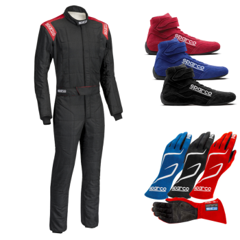 Sparco Conquest R506 Boot Cut Suit Package - Black/Red 0011282BNRRSPKG