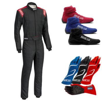 Sparco Conquest R506 Suit Package - Black/Red 0011282NRRSPKG