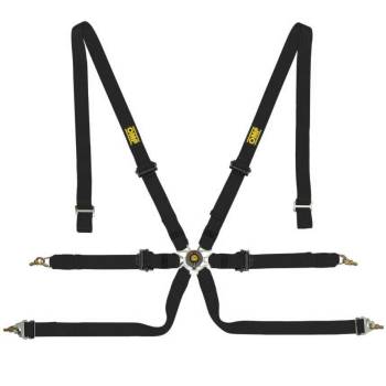 OMP Racing - OMP Camlock Safety Harness - Polyester - 6 Point - Pull Down Lap - Black