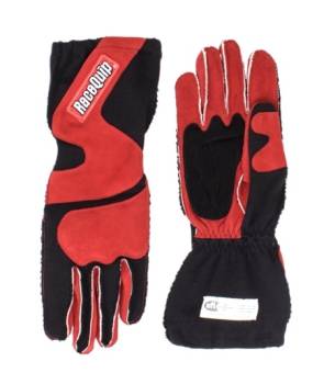 RaceQuip - RaceQuip 356 Series Outseam Gloves With Cuff - Black/Red  - Small