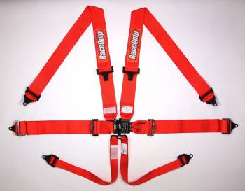 RaceQuip - RaceQuip PRO 6-Point Latch & Link Small Buckle Harness Set - Pull Down Lap - Red