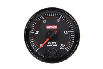 QuickCar Racing Products - QuickCar Redline Fuel Pressure Gauge - 0-15 psi - Electric - Analog - Full Sweep - 2-5/8" - Black Face