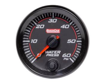 QuickCar Racing Products - QuickCar Redline Water Pressure Gauge - 0-60 psi - Electric - Analog - 2-5/8" - Black Face - Kit