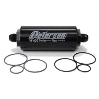 Peterson Fluid Systems - Peterson 600 Series Inline Fuel Filter -45 Micron -08 AN Fittings