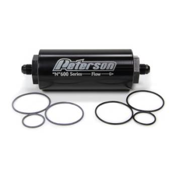 Peterson Fluid Systems - Peterson 600 Series Inline Fuel Filter -60 Micron -06 AN Fittings
