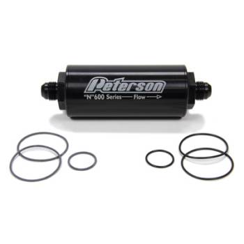 Peterson Fluid Systems - Peterson 600 Series Inline Fuel Filter -60 Micron -08 AN Fittings