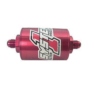 System 1 - System 1 Pro-Street Inline Fuel Filter -06 AN Ends - 30 Micron - 2" O.D. 4" Long - Red Anodized